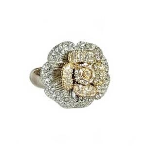 Stunning Crystal Flower CC Style Statement Ring Sz 9.5